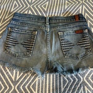 7 For All Mankind Distressed Blue Jean Shorts